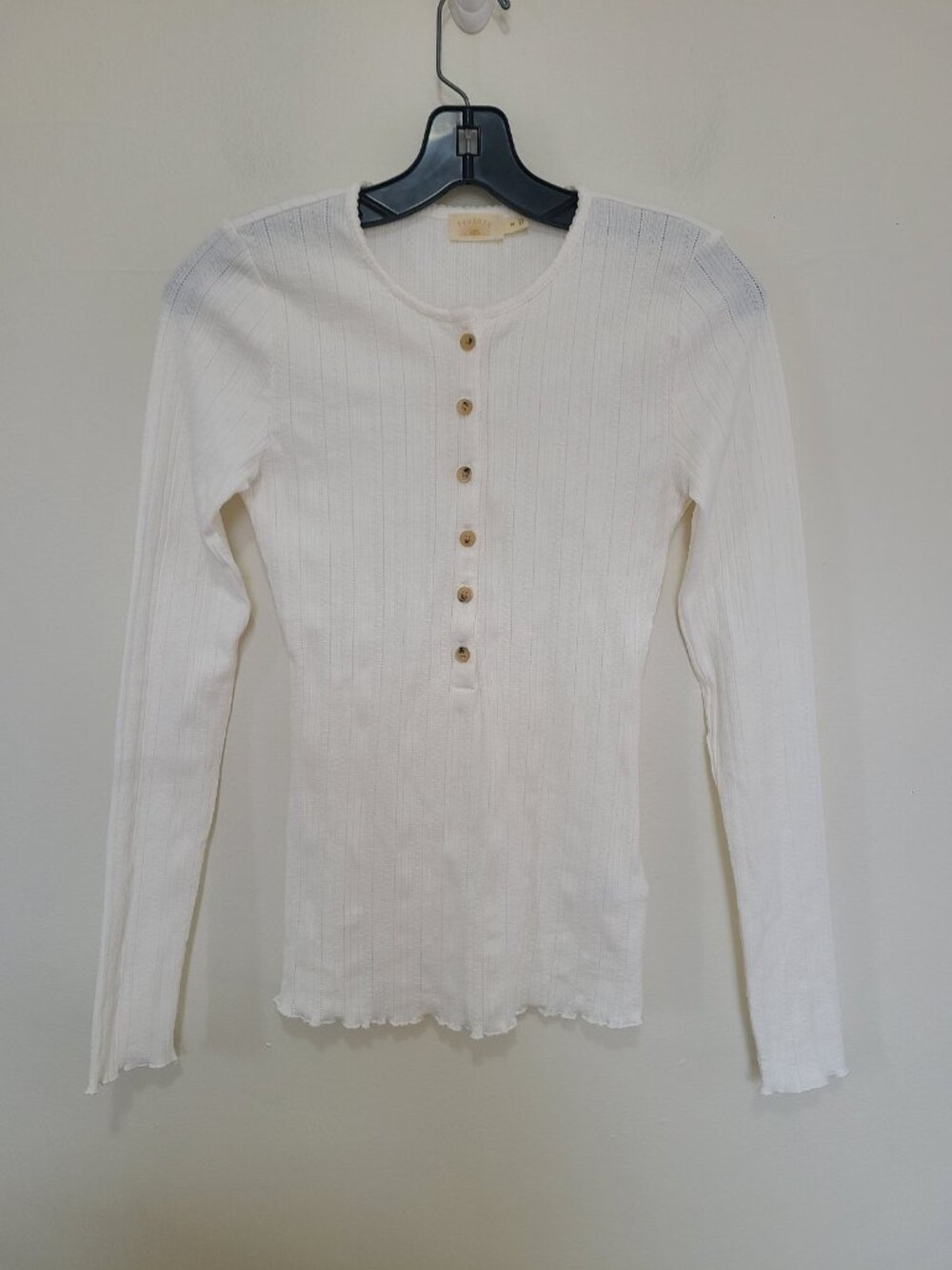 Faherty Paradise Pointelle Henley Egret Long sleeve size XS